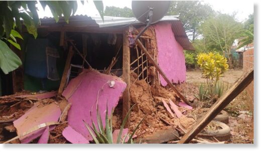 Flood damage in Curumaní, Cesar, Colombia, March 2023.