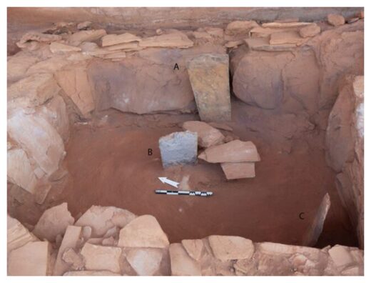 The betyl stones in the chamber of the mustatil.