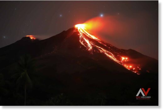 Glowing lava blocks emanating from the lava dome