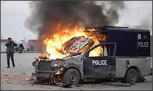 burning policecar