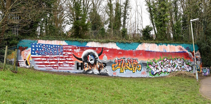 Click to enlarge grafitti usa qanon shaman street culture