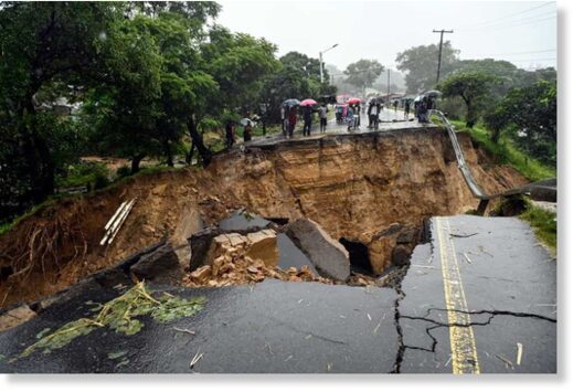 Click to enlarge Malawi (pictured above) and Mozambique were devastated by the Cyclone Freddy, which lasted at least 36 days and made landfall twice in Mozambique.