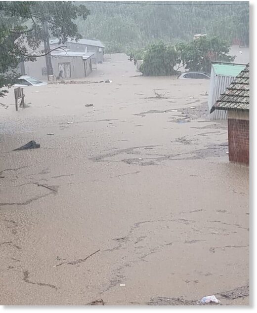 The entire town of Port St Johns has been filled with water as heavy rain persists.