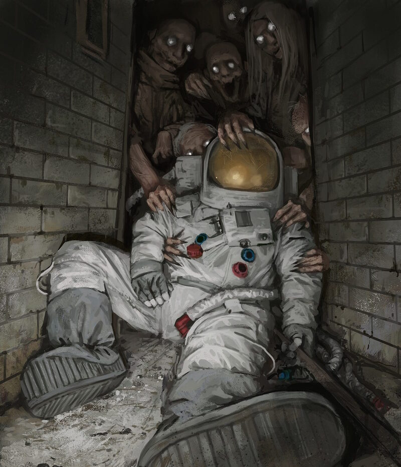 fantasy landscape science fiction astronaut zimbies