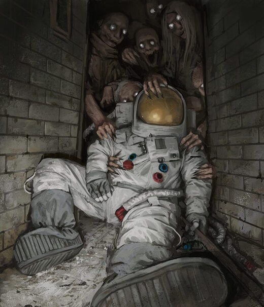fantasy landscape science fiction astronaut zimbies