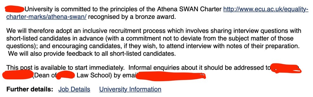 want ad senior academic british university meritocracy