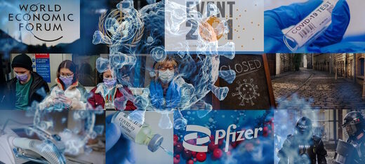 covid vax collage pfizer WEF great reset