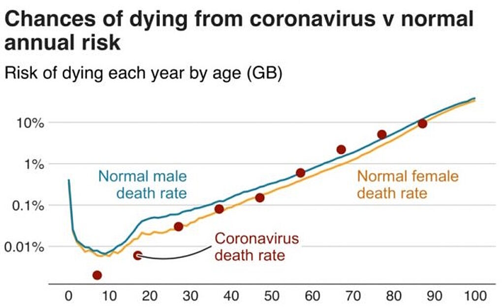 Click to enlarge covid versus nomral death rate risk by age