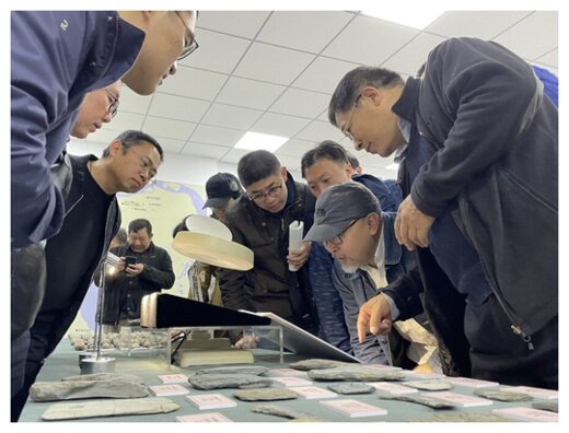 Click to enlarge Experts observe the stone relics