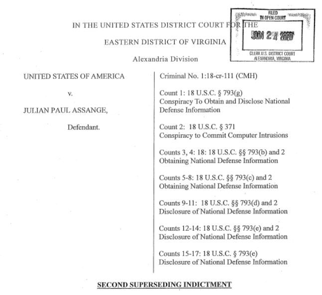Click to enlarge Assange Superseding Indictment