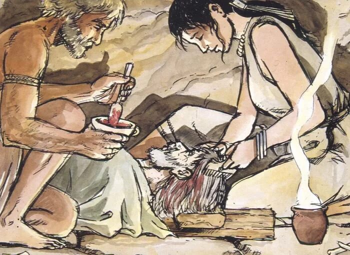 Dyeing scene in the funerary chamber.