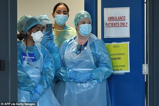 Click to enlarge hospital staff with masks