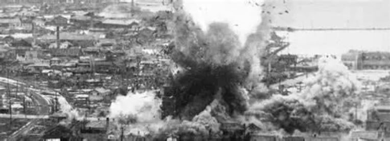 U.S. Air Force B-26 destroys Wonsan, Korea
