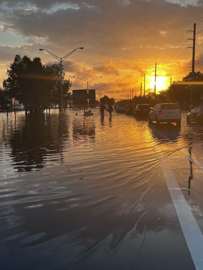 Flooded roads in Fort Lauderdale, Florida, USA, April 2023.