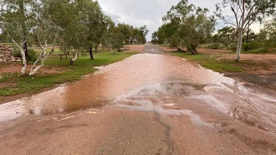Click to enlarge Flood warnings are in place across a large area of Western Ausralia with fears water could block access to remote roads.