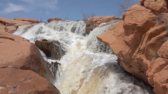 Click to enlarge Melting snow has caused rare waterfalls