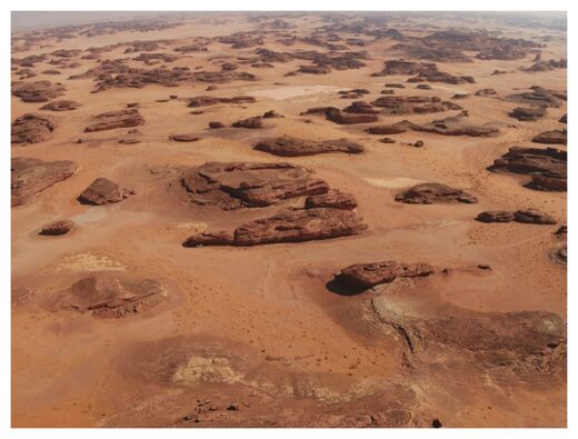 Click to enlarge The excavated mustatil with its head oriented to the east.
