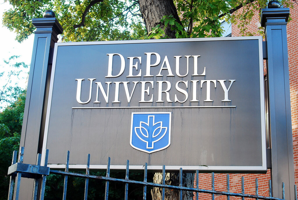 DePaul university campus sign