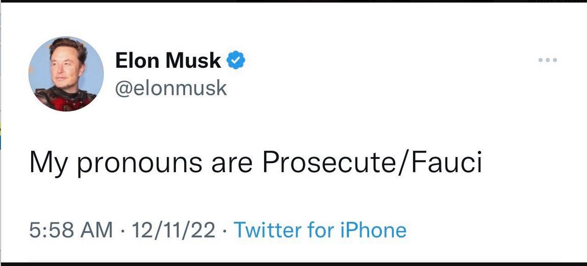 musk pronouns fauci prosecute