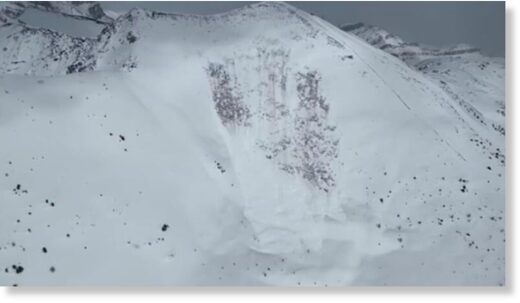 Click to enlarge An image shows the aftermath of an avalanche Saturday, April 22, 2023, in Lake Louise Ski Resort's West Bowl area.