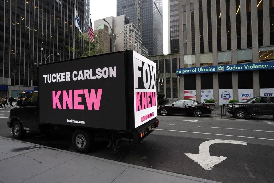 Click to enlarge media matters truck billboard tucker carlson election fraud
