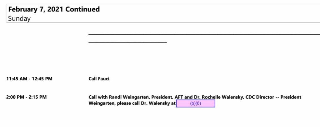 Click to enlarge email fauci walensky teachers union lockdown schools