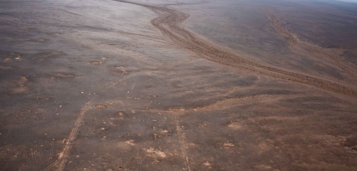 An aerial view of the western camp.