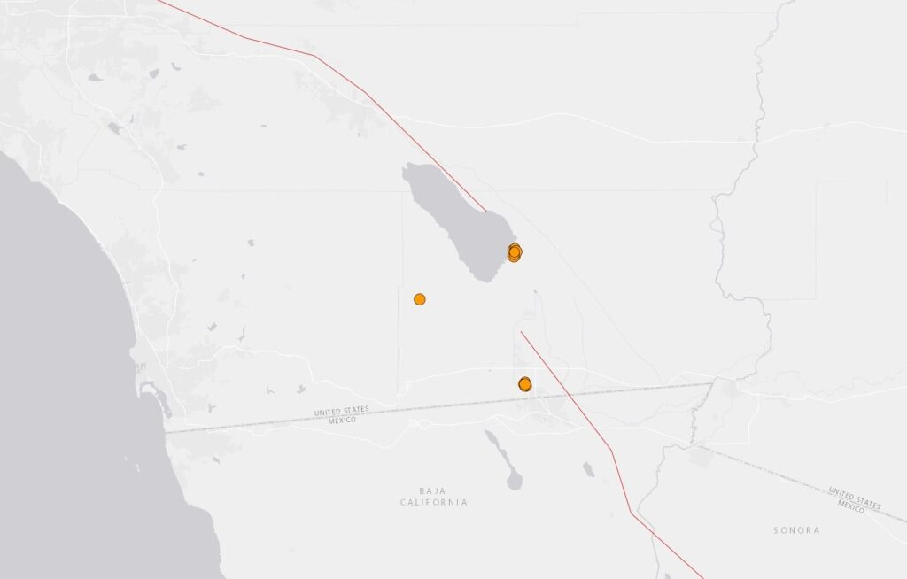 earthquake swarm california map 2023