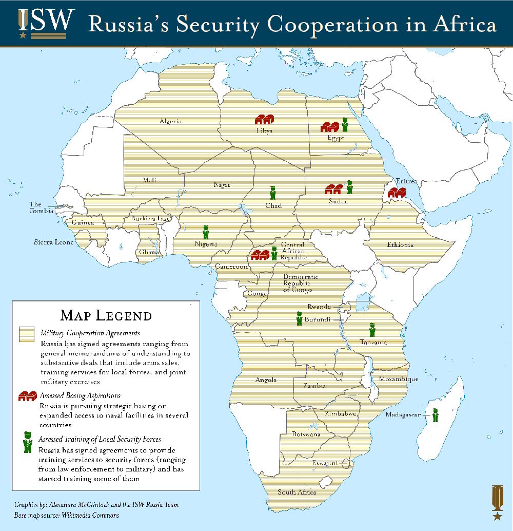 Click to enlarge Russia's alleged influence in Africa