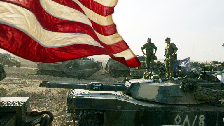 Click to enlarge US Marines at Camp Shoup, near the Iraqi border, in Kuwait.