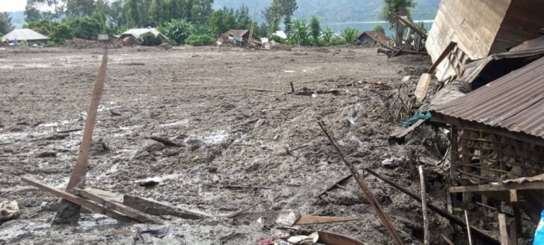 Flood damage in Kalehe territory of South Kivu Province, DR Congo, May 2023