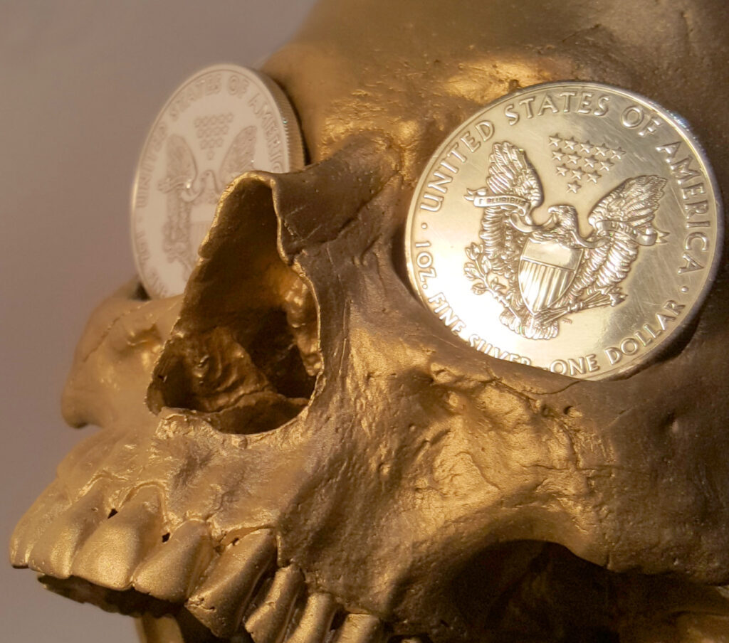 skull and coins
