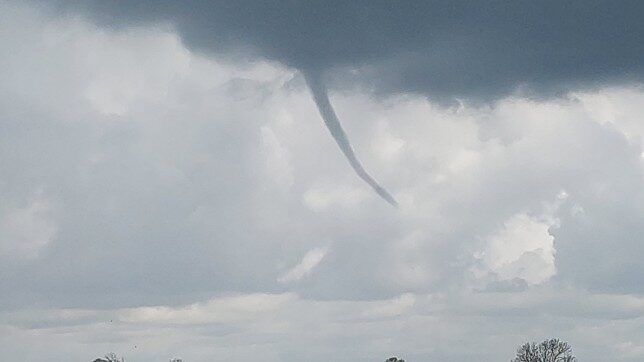 The funnel cloud pictured above south Lincolnshire
