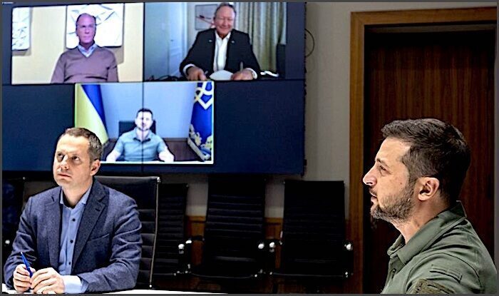 Click to enlarge Zelensky meets with Larry Fink