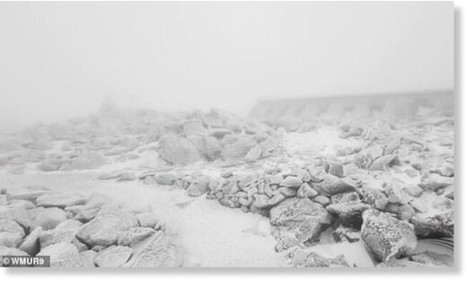 Click to enlarge It may be just a month until summer starts, but no one told that to the mountains in New Hampshire, which saw a thick coating of snowfall at some of its highest elevations on Thursday