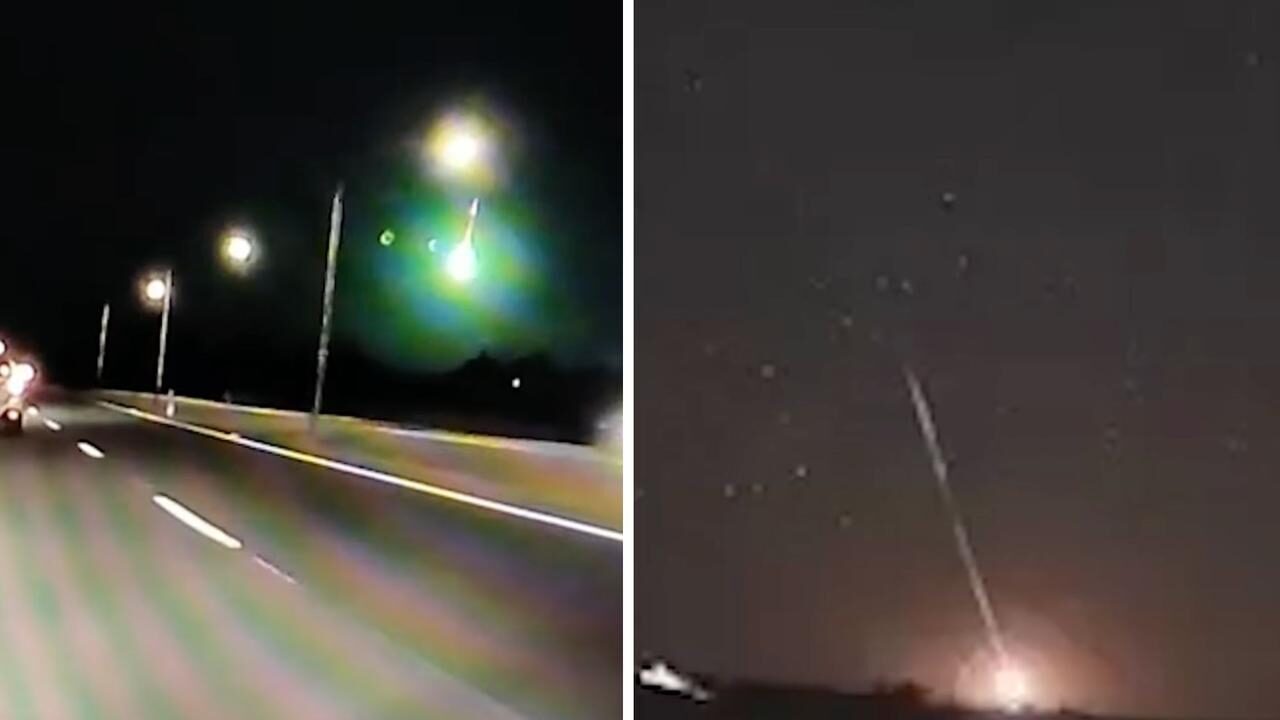 The sight lit turned the sky shades of green, orange and white.