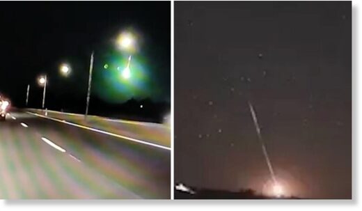 The sight lit turned the sky shades of green, orange and white.