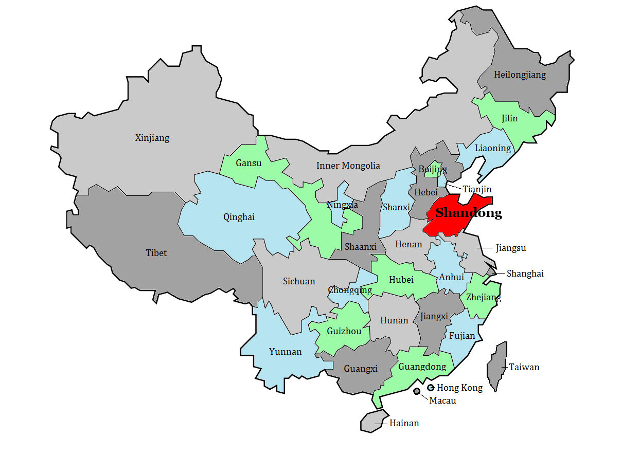 shandong province china map