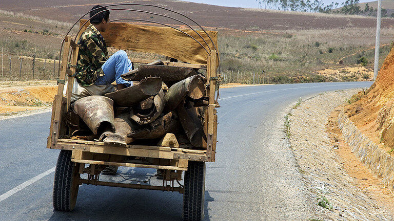cluster bomb casings, Laos