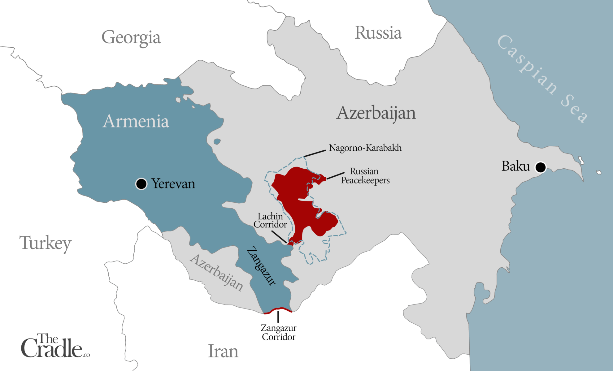 Click to enlarge Map of Azerbaijan-Armenia conflict zones
