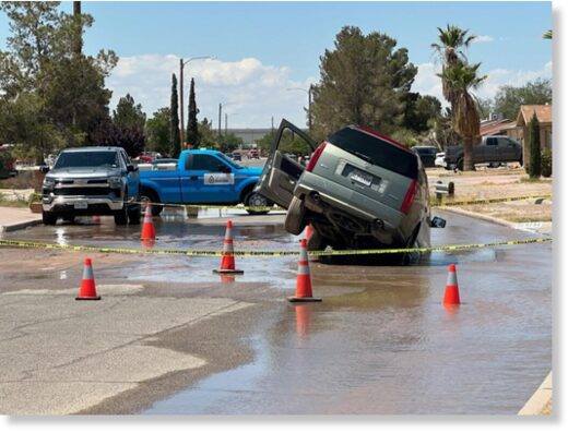 Sinkhole opens up below car in El Paso's Lower Valley