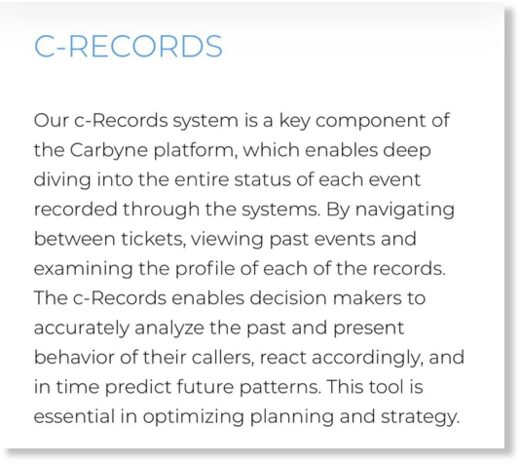 Click to enlarge Screengrab from Carbyne’s website