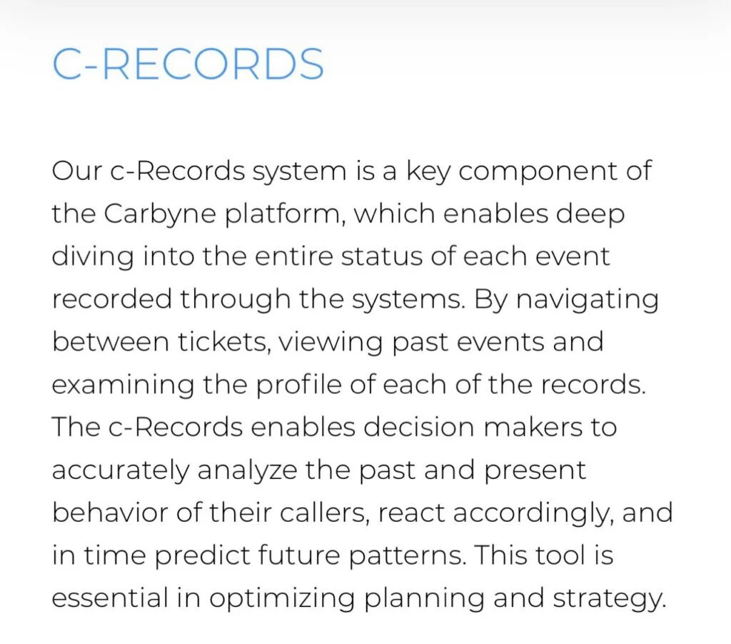 Click to enlarge Screengrab from Carbyne’s website