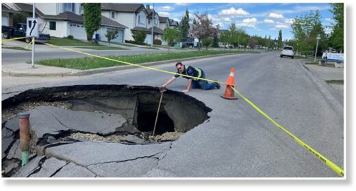 A huge sinkhole has opened up in the Calgary community of Cranston.