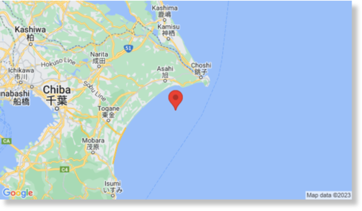 Click to enlarge The epicenter of the earthquake that occurred on May 26 at 7:03 p.m. is located in East Chiba Prefecture | GOOGLE MAPS