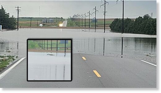 A full size pickup could be seen underwater in Dundy County.