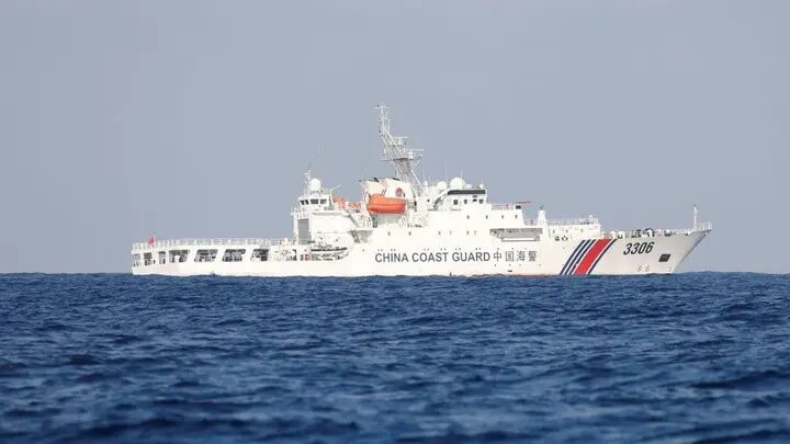 A China Coast Guard vessel patrols at the disputed Scarborough Shoal April 5, 2017.