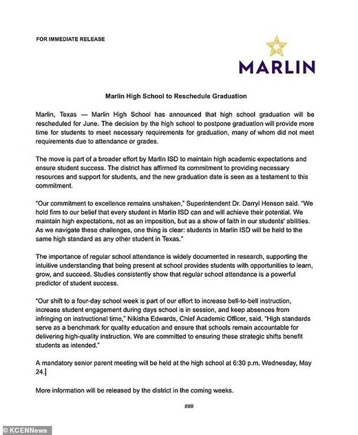 marlin high school letter