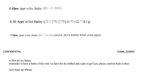 epstein schedule jes staley wine code word