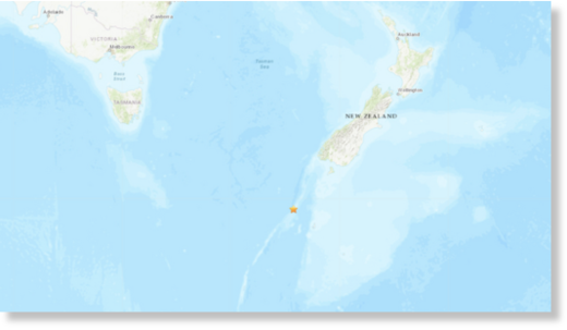 Click to enlarge New Zealand's GeoNet monitoring agency said the earthquake had a magnitude of 6.0 with the epicenter 450 kilometers (279 miles) south of Stewart Island, near the Puysegur subduction zone.